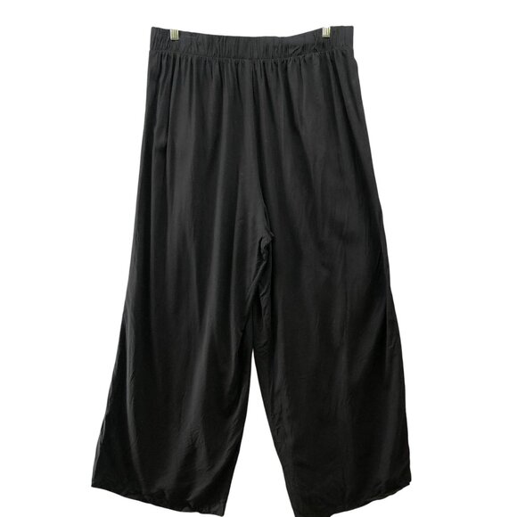 Torrid Pull On Wide Leg Pant Womens 1X Black Lyocell Blend High Rise - Picture 2 of 8